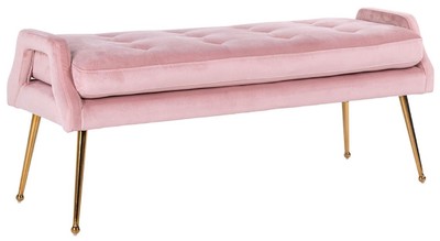 Casa Padrino luxury velvet bench pink / gold 121.5 x 45 x H. 51.5 cm - Upholstered solid wood bench with fine velvet and stainless steel legs - Luxury Collection