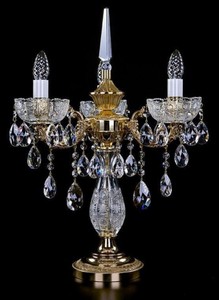 Casa Padrino lampe de table baroque de luxe en cristal or Ø 45 x H. 59 cm - Magnifique lampe de bureau en laiton avec verre en cristal de Bohême - Lumières baroques en cristal