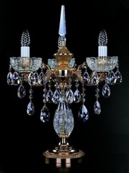Casa Padrino luxury baroque crystal table lamp gold Ø 45 x H. 59 cm - Magnificent brass desk lamp with Bohemian crystal glass - Baroque crystal lights