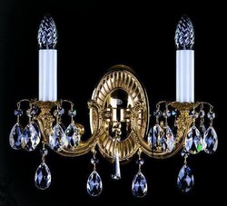 Casa Padrino applique murale baroque de luxe double en cristal baroque or 36 x H. 28 cm - Magnifique applique murale en laiton avec verre en cristal de Bohême - Noble & Magnifique