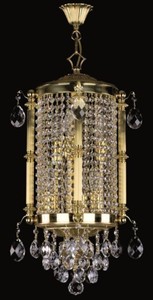 Casa Padrino luxury baroque chandelier gold Ø 32 x H. 65 cm - Magnificent brass chandelier with Bohemian crystal glass - Noble & Magnificent
