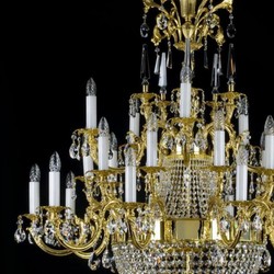 Casa Padrino luxury baroque crystal chandelier gold Ø 120 x H. 135 cm - Magnificent brass chandelier with Bohemian crystal glass - Noble & Magnificent