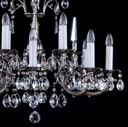 Casa Padrino lustre baroque de luxe argent antique Ø 84 x H. 67 cm - Magnifique lustre en laiton et verre cristal de Bohême - Noble & Magnifique