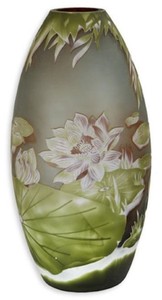 Casa Padrino vase décoratif de luxe en verre fleurs multicolores Ø 20,8 x H. 41 cm - Vase à fleurs rond en verre camée - Accessoires de décoration de luxe