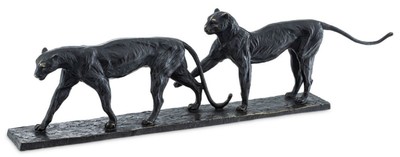 Casa Padrino sculpture en bronze de luxe couple léopard 86 x 9,5 x H. 24 cm - Figurine en Bronze - Figurine de Décoration - Accessoires de Décoration - Collection de Luxe