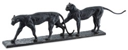 Casa Padrino sculpture en bronze de luxe couple léopard 86 x 9,5 x H. 24 cm - Figurine en Bronze - Figurine de Décoration - Accessoires de Décoration - Collection de Luxe