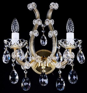 Casa Padrino lampada da parete barocco di lusso doppia in cristallo oro 33 x 17 x A. 38,5 cm - Magnifica lampada da parete con vetro cristallo di Boemia - Nobile e Magnifica