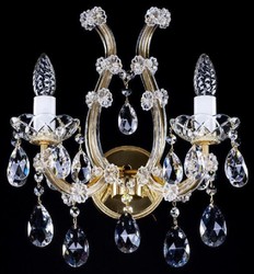 Casa Padrino lampada da parete barocco di lusso doppia in cristallo oro 33 x 17 x A. 38,5 cm - Magnifica lampada da parete con vetro cristallo di Boemia - Nobile e Magnifica