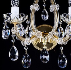 Casa Padrino lampada da parete barocco di lusso doppia in cristallo oro 33 x 17 x A. 38,5 cm - Magnifica lampada da parete con vetro cristallo di Boemia - Nobile e Magnifica