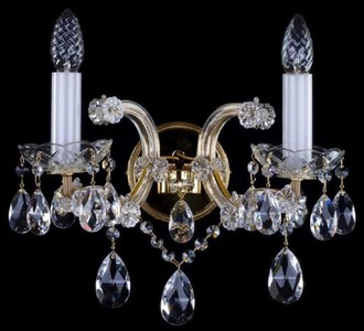 Casa Padrino lampada da parete barocco di lusso doppia in cristallo oro 33 x 21 x A. 34 cm - Magnifica lampada da parete con vetro cristallo di Boemia - Nobile e Magnifica