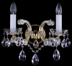 Casa Padrino lampada da parete barocco di lusso doppia in cristallo oro 33 x 21 x A. 34 cm - Magnifica lampada da parete con vetro cristallo di Boemia - Nobile e Magnifica