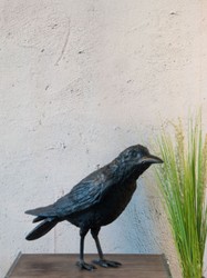 Casa Padrino sculpture de luxe en bronze oiseau corbeau noir 61 x 15 x H. 30 cm - Décoration figurine - Décoration salon - Décoration bureau