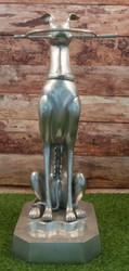 Casa Padrino porte-parapluie en bronze de luxe sculpture lévrier argent 38 x 43 x H. 81 cm - Figurine décorative en bronze - Collection de Luxe