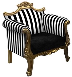 Barock Wohnzimmer Sessel Antik Stil Sessel Schwarz Weiß Gold Baroque Living Room Armchair Antique Style Armchair Black White Gold