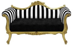 Casa Padrino baroque sofa with stripes black / white / gold - Handmade living room baroque style sofa - Baroque living room furniture