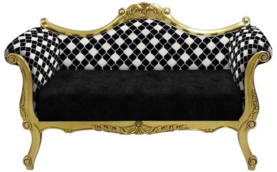 Casa Padrino baroque sofa with pattern black / white / gold - Handmade living room baroque style sofa - Baroque living room furniture