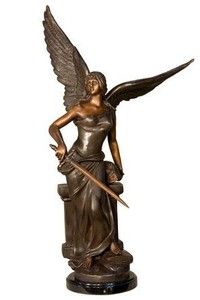 Casa Padrino escultura de bronce de lujo ángel con espada 25 x 43 x H. 74 cm - figura de bronce - figura de decoración - accesorios de decoración - colección de lujo