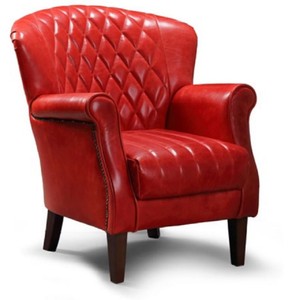 Casa Padrino fauteuil de luxe en cuir véritable rouge / marron foncé 84 x 85 x H. 90 cm - Fauteuil de salon en cuir - Meuble de salon en cuir véritable