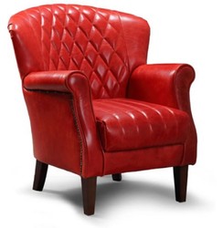 Casa Padrino poltrona di lusso in vera pelle rosso / marrone scuro 84 x 85 x A. 90 cm - Poltrona in pelle da soggiorno - Mobili da soggiorno in vera pelle