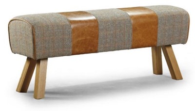 Casa Padrino banc de luxe gris / marron / naturelle 132 x 37 x H. 53 cm - Banc en bois massif en optique banc de gymnastique - Meuble de salon