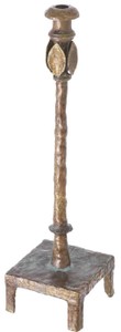 Casa Padrino Luxus Kerzenhalter Vintage Messingfarben 15 x 14,5 x H. 55 cm - Messing Kerzenständer - Hotel & Restaurant Deko Accessoires - Luxus Qualität