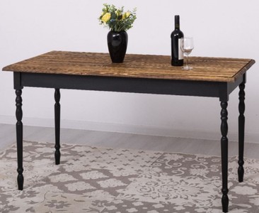 Casa Padrino Landhausstil Esstisch Dunkelbraun / Schwarz 140 x 70 x H. 78 cm - Massivholz Küchentisch - Landhausstil Esszimmer Möbel