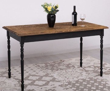 Casa Padrino Landhausstil Esstisch Dunkelbraun / Schwarz 140 x 70 x H. 78 cm - Massivholz Küchentisch - Landhausstil Esszimmer Möbel