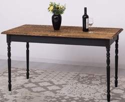Casa Padrino tavolo da pranzo stile country marrone scuro / nero 140 x 70 x A. 78 cm - Tavolo da cucina in legno massello - Mobili per sala da pranzo in stile country
