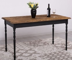 Casa Padrino tavolo da pranzo stile country marrone scuro / nero 140 x 70 x A. 78 cm - Tavolo da cucina in legno massello - Mobili per sala da pranzo in stile country
