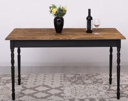 Casa Padrino tavolo da pranzo stile country marrone scuro / nero 140 x 70 x A. 78 cm - Tavolo da cucina in legno massello - Mobili per sala da pranzo in stile country
