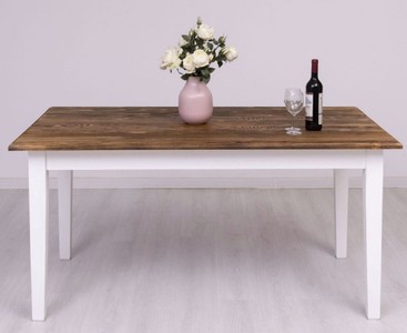 Casa Padrino country style dining table dark brown / white 160 x 90 x H. 78 cm - Solid wood kitchen table - Country style dining room furniture