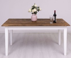Landhausstil Massivholz Esstisch Küchentisch Dunkelbraun Weiß Country Style Solid Wood Dining Table Kitchen Table Dark Brown White