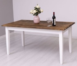 Landhausstil Massivholz Esstisch Küchentisch Dunkelbraun Weiß Country Style Solid Wood Dining Table Kitchen Table Dark Brown White