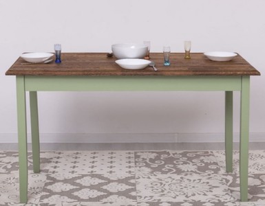 Casa Padrino country style dining table dark brown / green 140 x 70 x H. 78 cm - Solid wood kitchen table - Country style dining room furniture