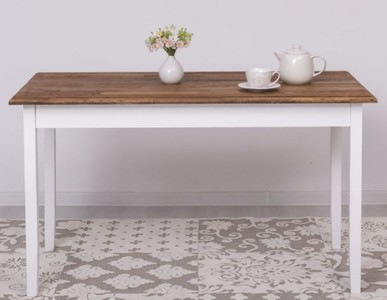 Casa Padrino country style dining table dark brown / white 140 x 70 x H. 78 cm - Solid wood kitchen table - Country style dining room furniture