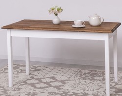 Casa Padrino country style dining table dark brown / white 140 x 70 x H. 78 cm - Solid wood kitchen table - Country style dining room furniture