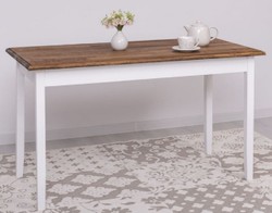 Casa Padrino country style dining table dark brown / white 140 x 70 x H. 78 cm - Solid wood kitchen table - Country style dining room furniture