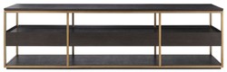 Casa Padrino luxury TV cabinet mocha / brass 220 x 55 x H. 61 cm - Solid wood sideboard with 3 drawers - Living room furniture - Hotel Furniture - Luxury Collection