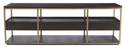 Casa Padrino luxury TV cabinet mocha / brass 180 x 55 x H. 61 cm - Solid wood sideboard with 3 drawers - Living room furniture - Hotel Furniture - Luxury Collection