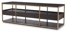 Casa Padrino luxury TV cabinet mocha / brass 180 x 55 x H. 61 cm - Solid wood sideboard with 3 drawers - Living room furniture - Hotel Furniture - Luxury Collection