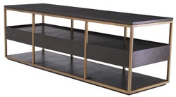 Casa Padrino luxury TV cabinet mocha / brass 180 x 55 x H. 61 cm - Solid wood sideboard with 3 drawers - Living room furniture - Hotel Furniture - Luxury Collection