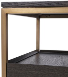 Casa Padrino luxury TV cabinet mocha / brass 180 x 55 x H. 61 cm - Solid wood sideboard with 3 drawers - Living room furniture - Hotel Furniture - Luxury Collection