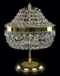 Casa Padrino luxury baroque crystal table lamp gold Ø 24 x H. 34 cm - Magnificent stool lamp with Bohemian crystal glass - Baroque crystal lights