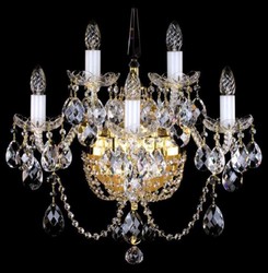 Casa Padrino applique murale baroque de luxe en cristal baroque or 51 x 32 x H. 56 cm - Magnifique applique murale avec verre en cristal de Bohême - Noble & Magnifique