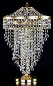 Casa Padrino luxury baroque crystal table lamp gold Ø 30 x H. 50 cm - Magnificent desk lamp with Bohemian crystal glass - Baroque crystal lights