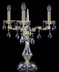 Casa Padrino lámpara de mesa de cristal barroco de lujo oro Ø 30 x A. 55 cm - Magnífica lámpara de escritorio con cristal de Bohemia - Luces de cristal barroco