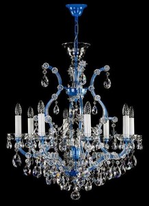 Casa Padrino luxury baroque chandelier blue Ø 73 x H. 79 cm - Magnificent chandelier with Bohemian crystal glass - Hotel & Restaurant Chandelier
