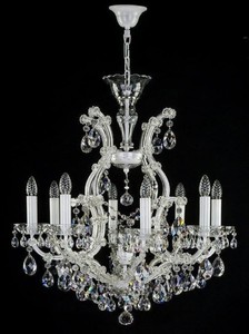 Casa Padrino luxury baroque chandelier white Ø 73 x H. 79 cm - Magnificent chandelier with Bohemian crystal glass - Hotel & Restaurant Chandelier
