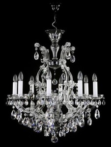 Casa Padrino luxury baroque chandelier black Ø 73 x H. 79 cm - Magnificent chandelier with Bohemian crystal glass - Hotel & Restaurant Chandelier
