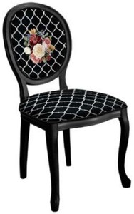 Barock Esszimmerstuhl Schwarz Weiß Mehrfarbig Baroque Dining Chair Black White Multicolored
